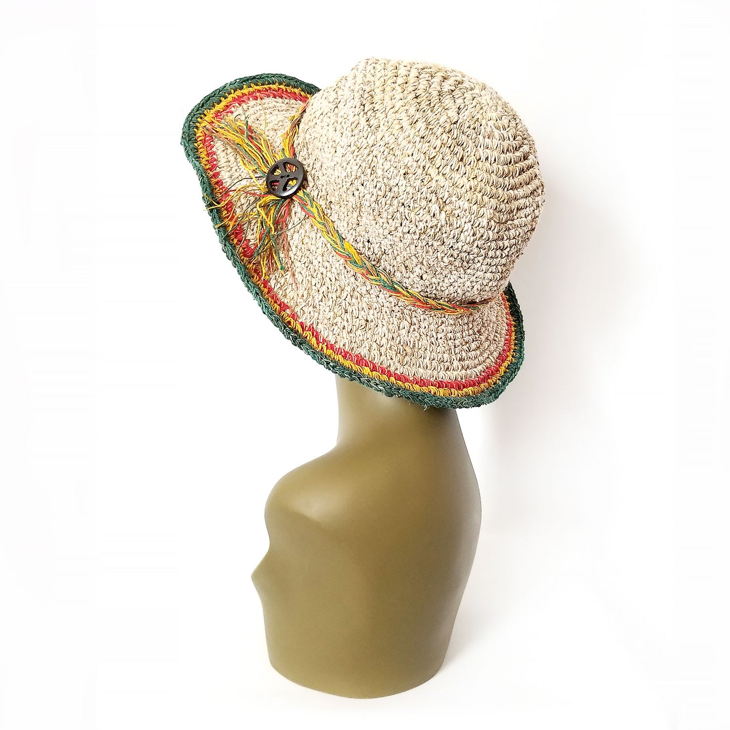 peace sign hemp hat detailed with rasta colors the boho hippie hut
